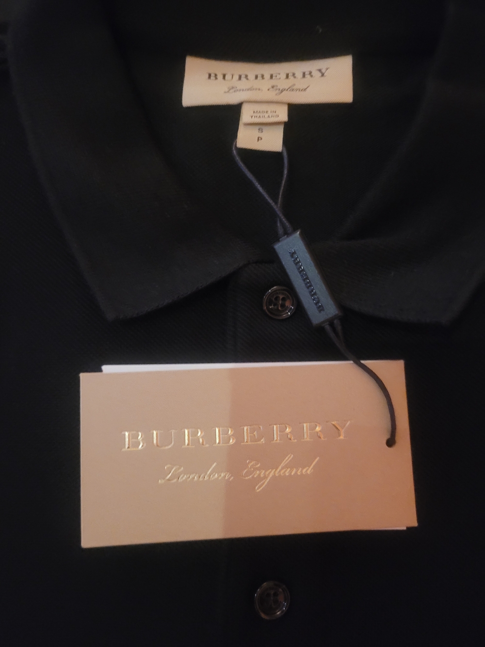 Burberry Black Polo with Gold Foil Brand Card